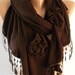 Chocolat Brown - Elegance Scarf with Lace Edge