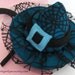 Halloween Witch Hat Headband Teal & Black Spider Web Lace - Costume, Cosplay, Fancy Dress
