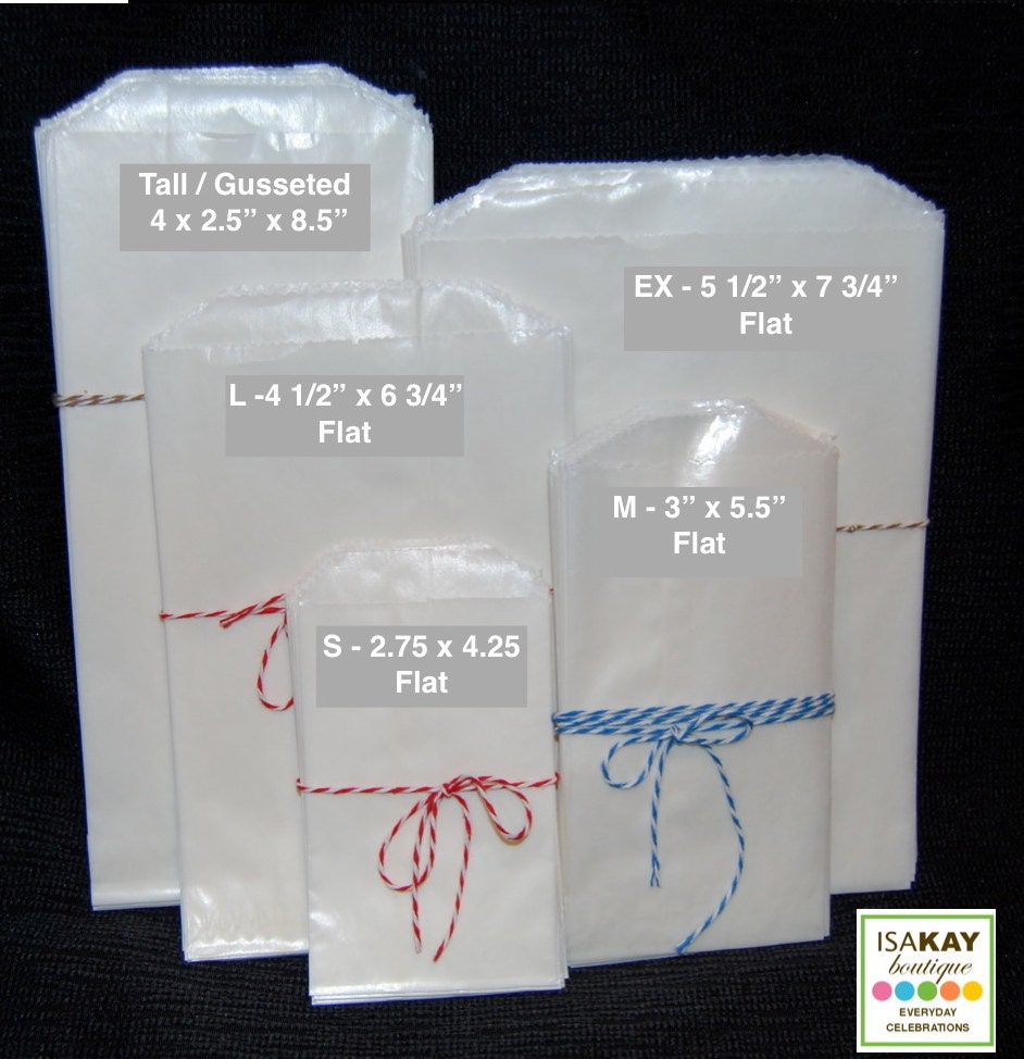 50 Glassine Bags You Choose Sizes Semi Translucent By Swigshoppe