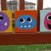 Fun monster faces on canvas