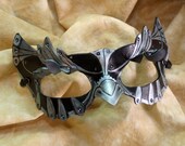 Made to Order -- SteamOwlet Leather Black and Silver Steampunk Owl Cosplay Mask