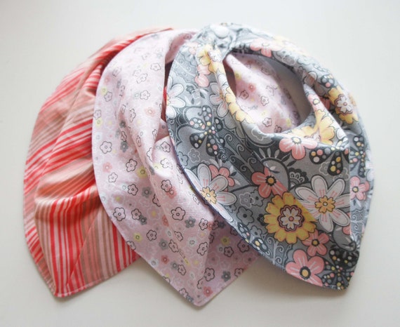 Baby Creases Bandana Bibs Set Of 3 With Stripe By LouEmbres