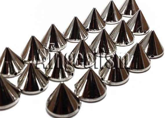 Ships From USA - 50PCS 10mm Silver Studs, Single Row Spikes - Basketball Wives Spikes Beads Charms Sewing Pendants