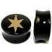 Pair of "Golden Star" Black Acrylic Plugs 0g - 3/4"