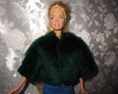 Barbie doll clothes faux fur coat lovely dark green