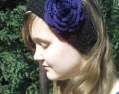 Black Headband with Purple Flower