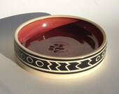 Cat/Pet Bowl, Red inside with Paw Print