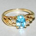 14 K Gold Ring, Large Genuine Blue Topaz and 2 Small Diamonds, Gorgeous