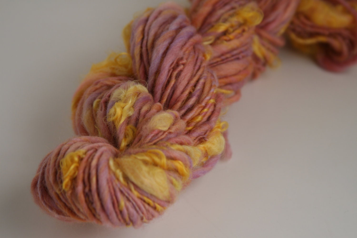 Handspun Polwarth Wool Wensleydale Locks Silk -- 3 ounces -- 78 yards Art Yarn "Isn't She Lovely"
