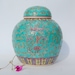 VINTAGE Chinese Ginger Jar Teal/aquamarine, Pink and Yellow, Home Ornament/Decoration