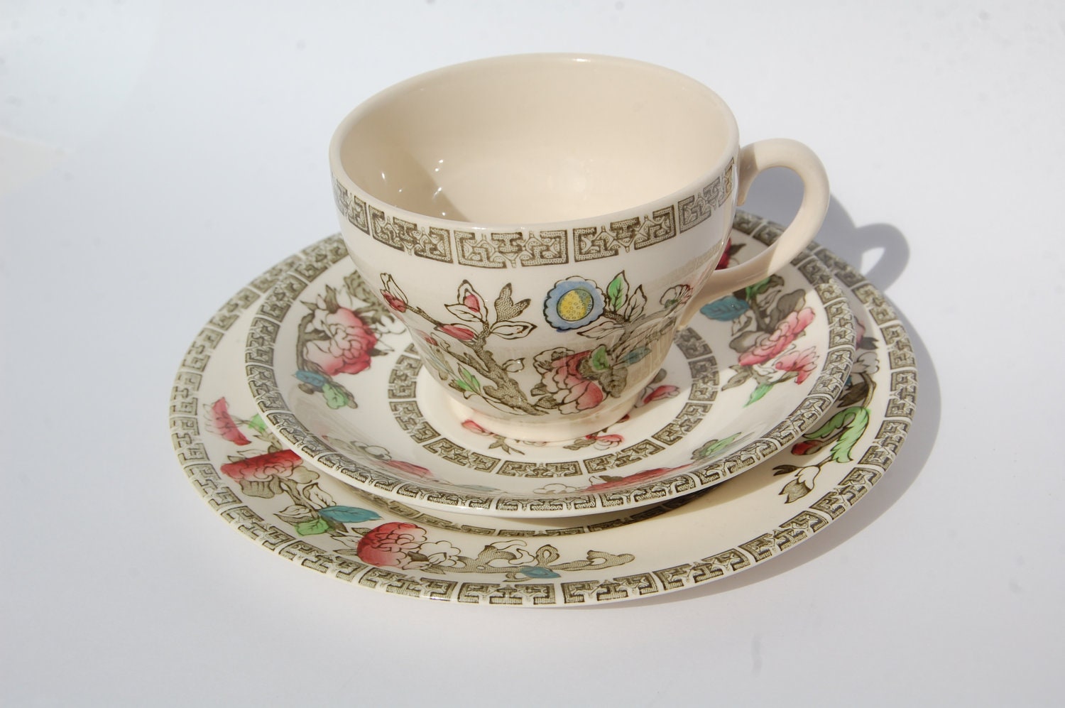 Indian Tree Tea Set Tea Cup Saucer and Plate Johnson Bros England