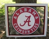Custom University of Alabama - Upcycled Vintage Window - Crimson Tide Pride - Roll Tide Roll