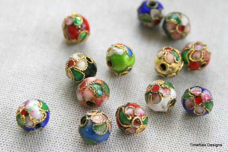 10mm Multi-Color Floral Cloisonne Beads