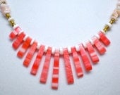 Pink Coral Necklace, Coral Bib Necklace, Shell Necklace, Cleopatra Necklace, Ocean Jewelry