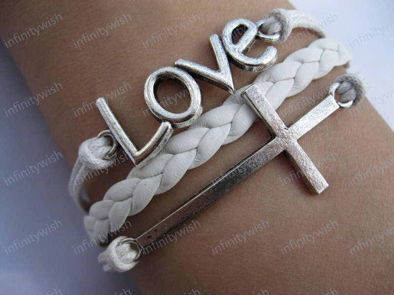 Bracelet- God love you bracelet,cross bracelet,love bracelet-Z406