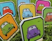 Luv Bug Vintage Car Coasters - Set of 4
