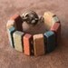 Vintage Multi-Colored Rustic Macrame Bracelet with Solid Bronze Clasp