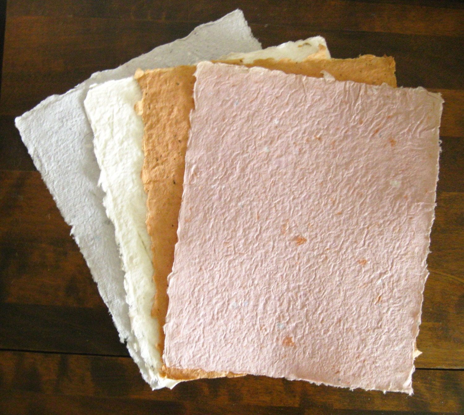 Art and Craft Supply. SALE. Handmade Paper. Lot of 4 Pieces of Artist Made Paper. Destash. Papermaking Collage Book Arts - kathleendaughan