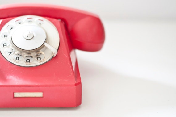 Vintage Rotary phone - Red - Vintage Home Decor - made in Soviet Union