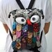 Large - Green Thai Unique Hip Bag Handmade Owl Patchwork Backpack Messenger CJ625