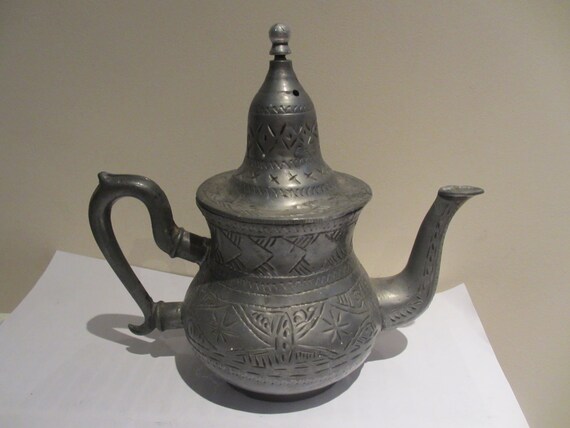 Vintage Egyptian Pewter Coffee Pot Teapot by OldEnglishMilly