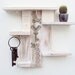 Shelf Key Holder Organizer Cross Stitch Decor Whitewashed Upcycled Wood
