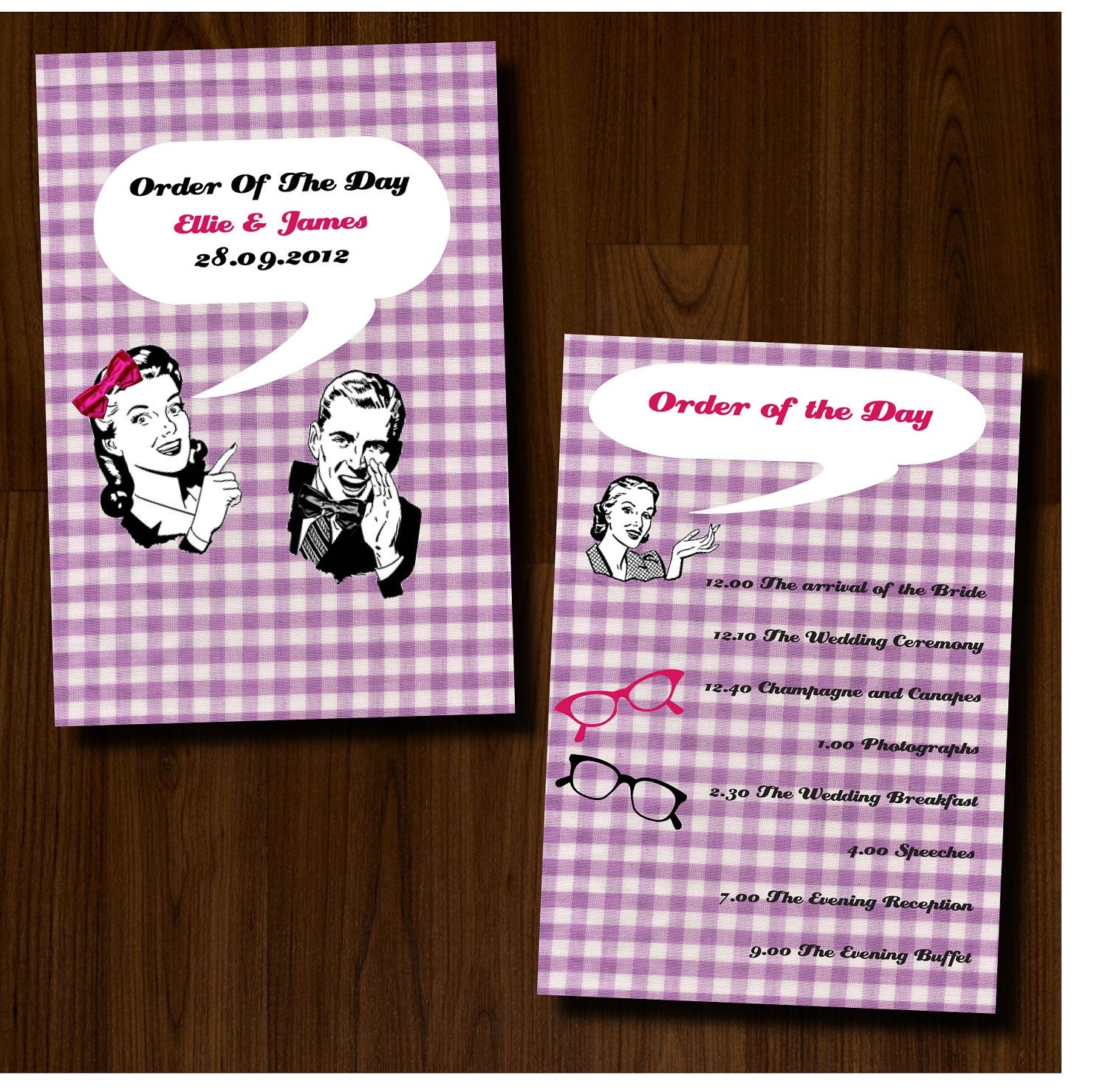 Retro, 1950s, Vintage, Fun, Professionally Printed Wedding Order of Service/Ceremony Program Il_570xn