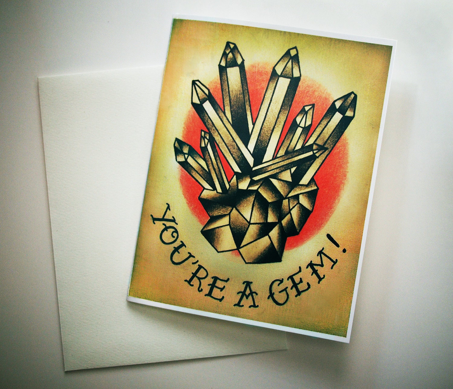 Tattoo Style Blank Greeting Card - You're A Gem