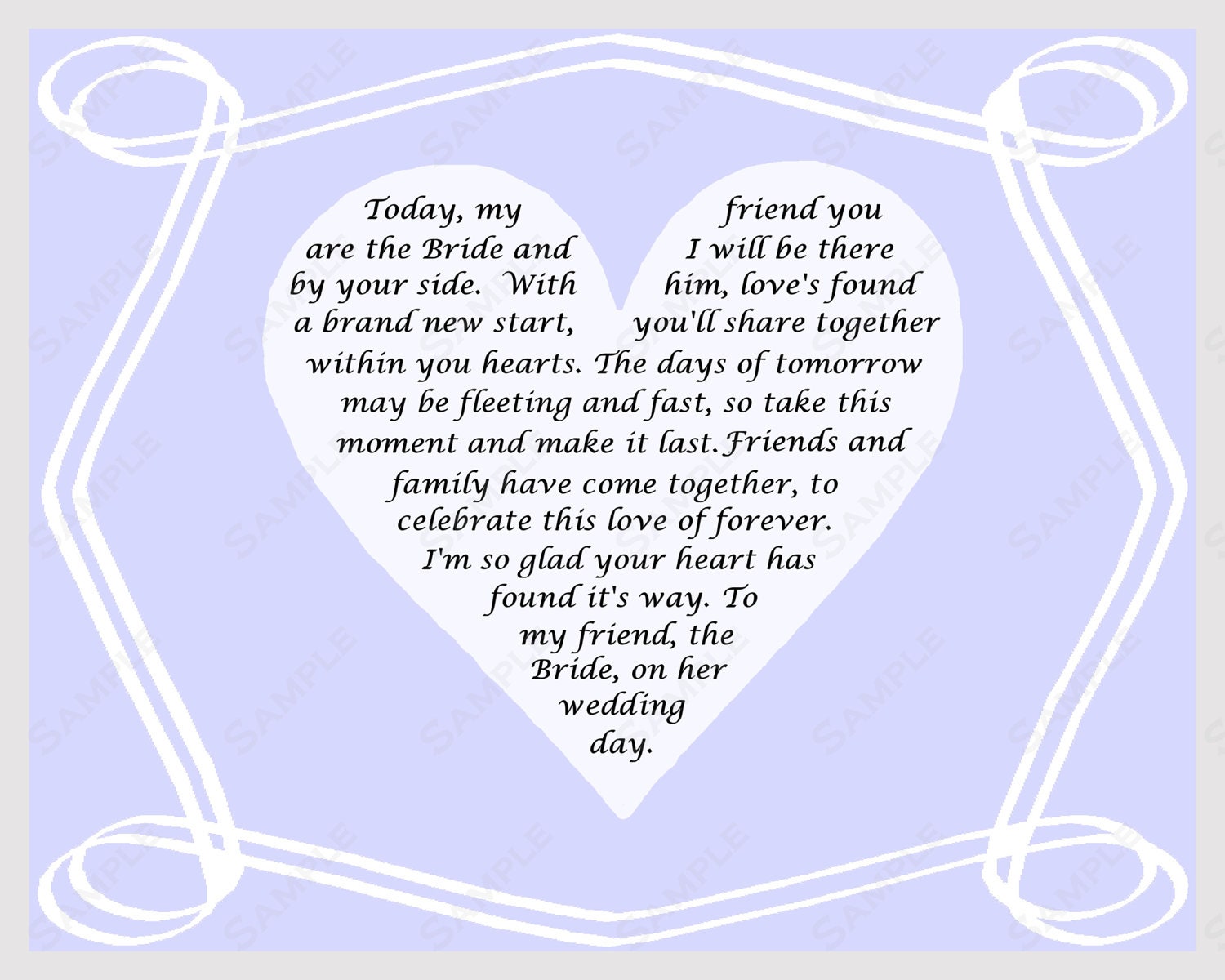 Gift for Bride on Wedding Day Poem from Friend INSTANT DOWNLOAD - On ...