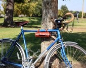 Bicycle Mounted Leather Wine Bottle Holder with Stainless Steel Opener