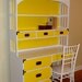 Happy Yellow Campaign Workstation Faux Bamboo Accent Desk & Hutch
