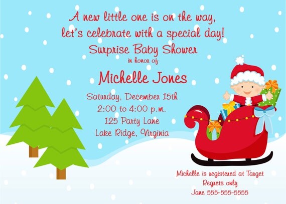 Printable Christmas Baby Shower Invitation Il_570xn
