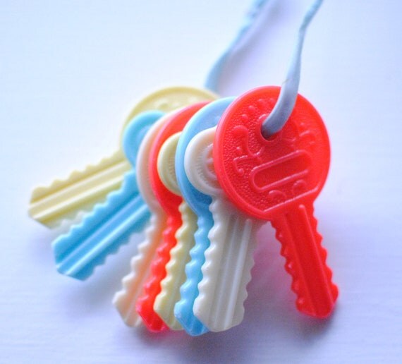 Reserved for vtg222 Vintage Plastic Baby Keys by MissMyrtleVintage