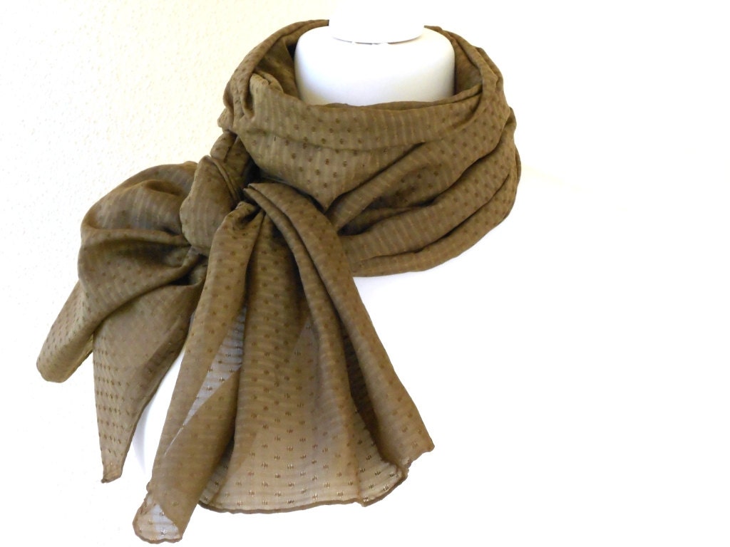 Brown Silk Cotton Scarf for Head, Neck or Shoulders FREE SHIPPING