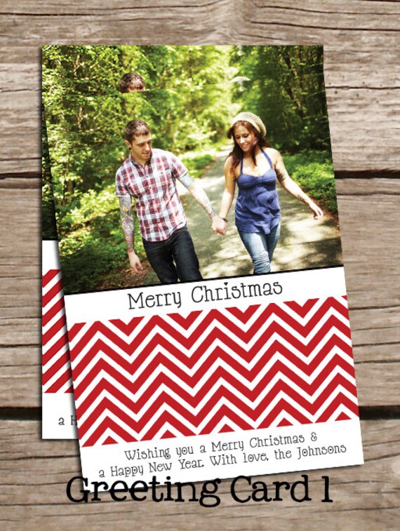 Holiday Greeting Card - Christmas Greeting Card - Greeting Card - Printable Greeting Card - Chevron Greeting Card - Chevron Il_570xn
