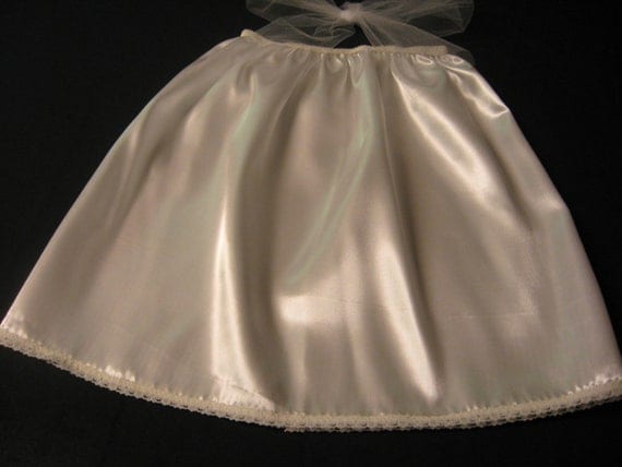 Satin Tutu Dress Liner Half Slip In White Ivory By Darlenescene
