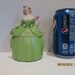 PRICED JUST REDUCED Lady Porcelain Dresser Box, Powder Jar, Beautiful Woman in a Green Dress