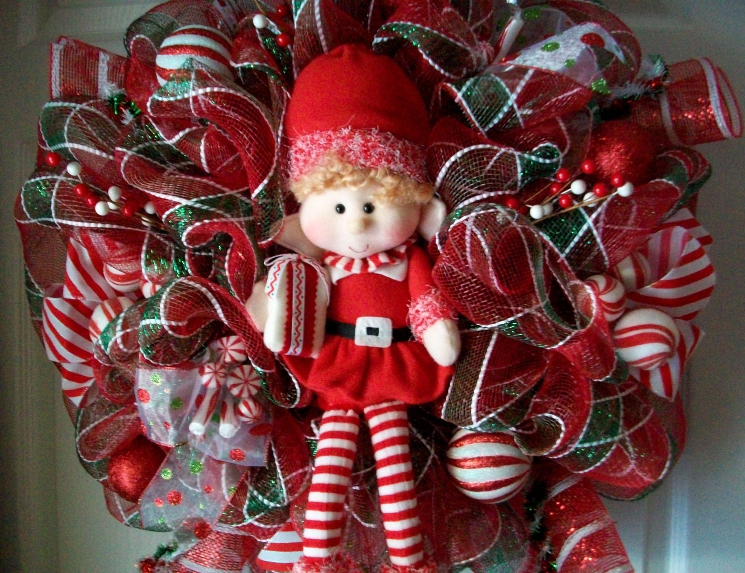 SANTA'S HELPER...Deco Mesh Wreath
