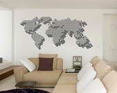 Large 8.5' World Map Pixel Geometric Pattern Decal for Home, Dorm, Office, Living Room or Bedroom