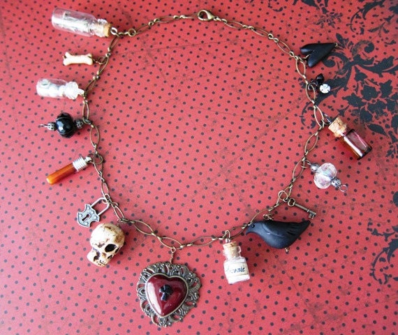 Macabre Necklace with 15 Creepy Charms