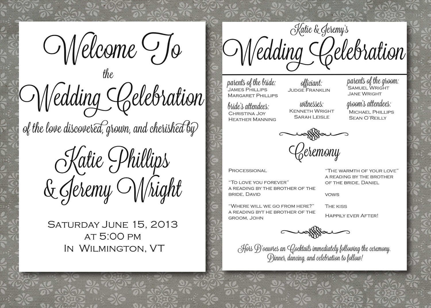 Printable Wedding Program - Script Elegance - DIY Printing