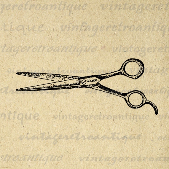 Digital Graphic Hair Cutting Shears Barber by VintageRetroAntique