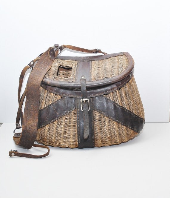 Antique Fly Fishing Creel/ Basket 1940s/ Antique by marinavintage