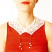 Lorolia // FREE SHIPPING // Handmade Ivory Crochet Cotton Lace Collar Necklace Applique Pearl Chain Blouse Accessories Bib Necklace