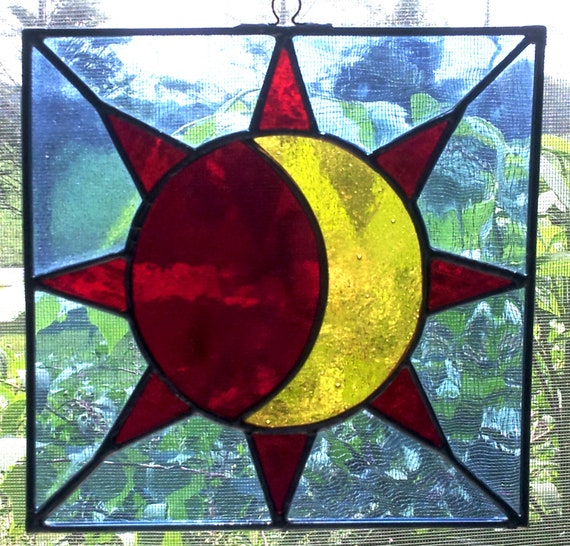 Items Similar To Sun And Moon Stained Glass Panel On Etsy