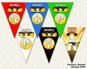 Ninjago Banner - Birthday pennant banner for Ninjago birthday party