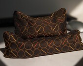 Designer wrist rest for computer keyboard and mouse, desk accessory (brown w/ rust circles).