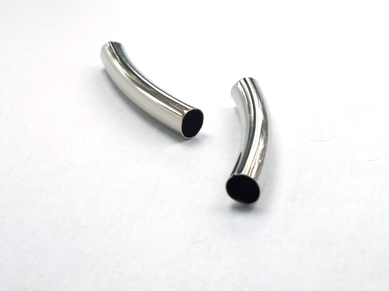 24 Pcs Silver Tone Curved Metal Tube 5 X 30 Mm 020 X