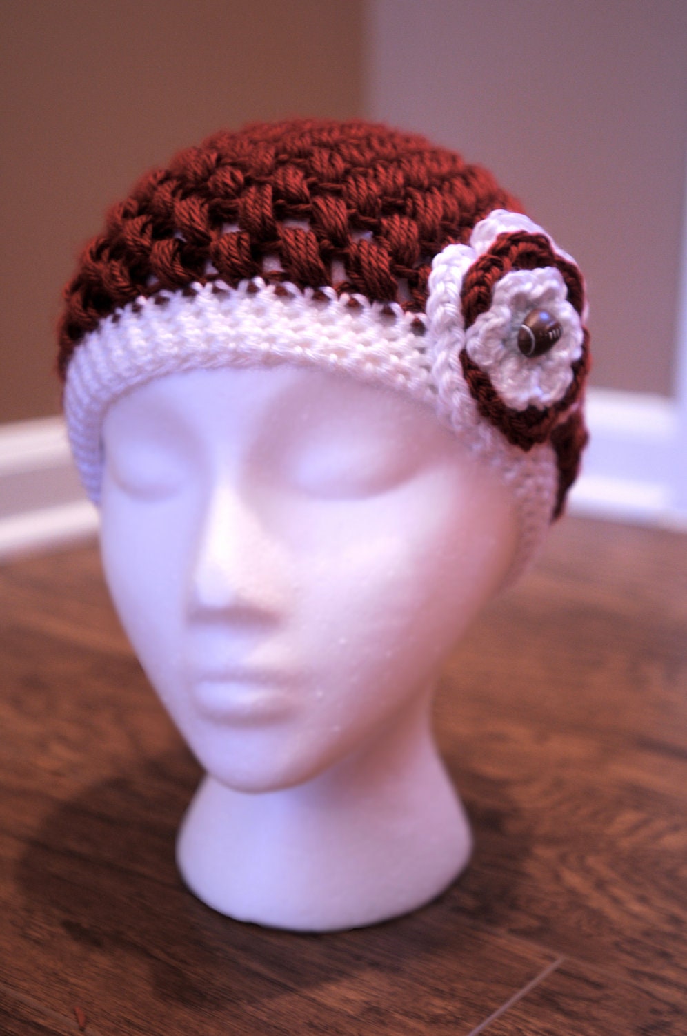 Alabama (Bama) Crimson Red & White Puffy Hat