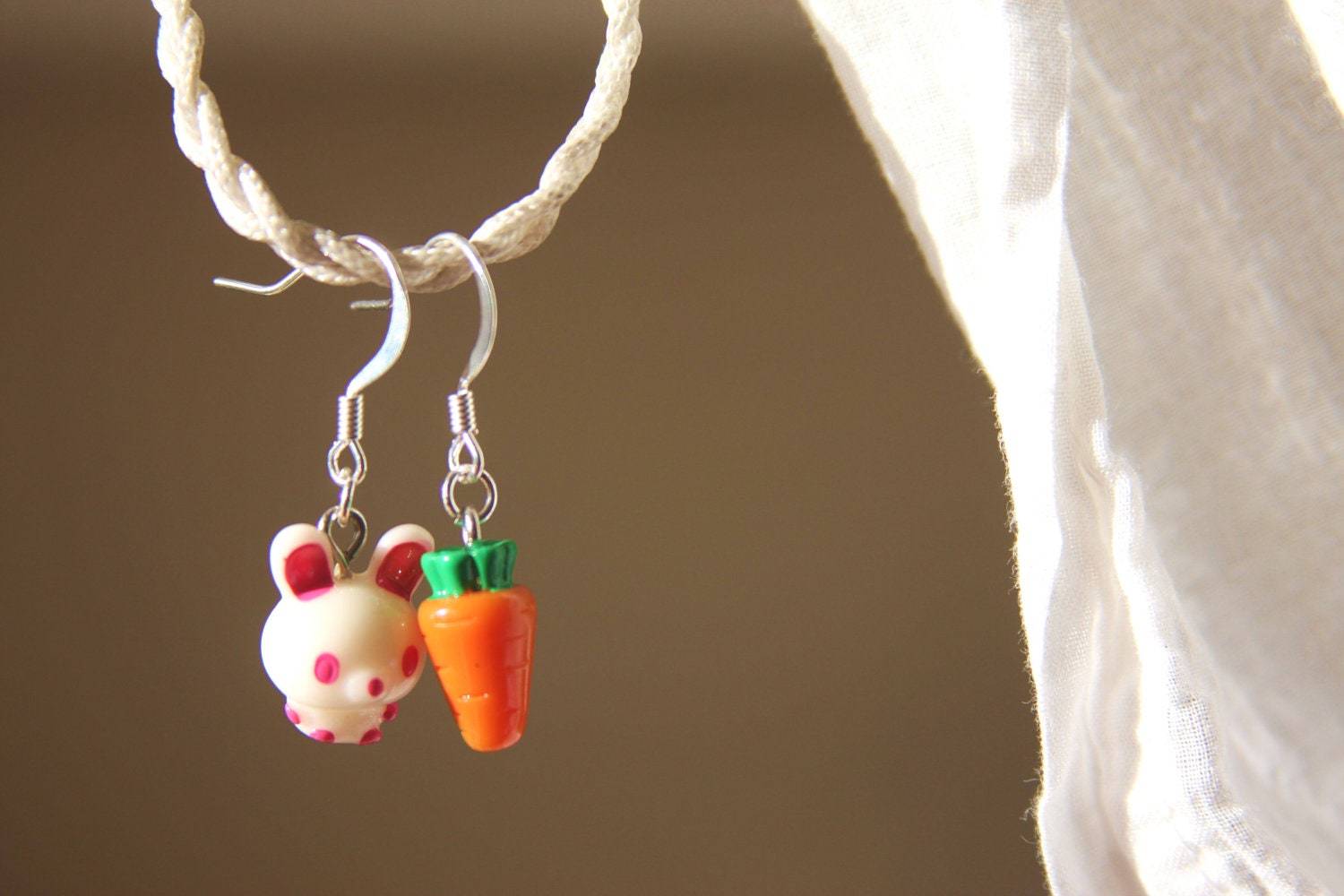 Bunny Rabbit and Carrot Mismatched Earrings